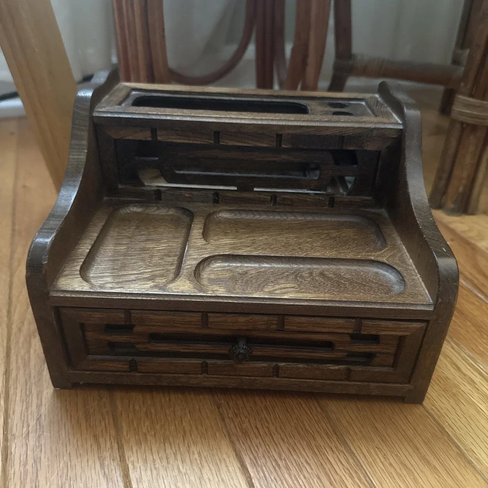 Vtg Pat Yoshikawa Japan Wood Desk Organizer MCM Cottage Divided Drawer